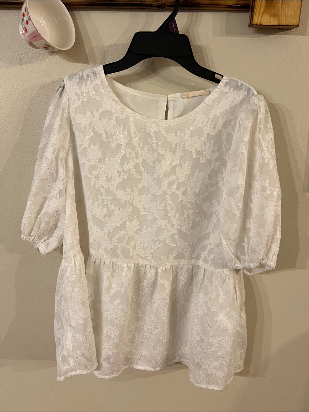White floral peplum top